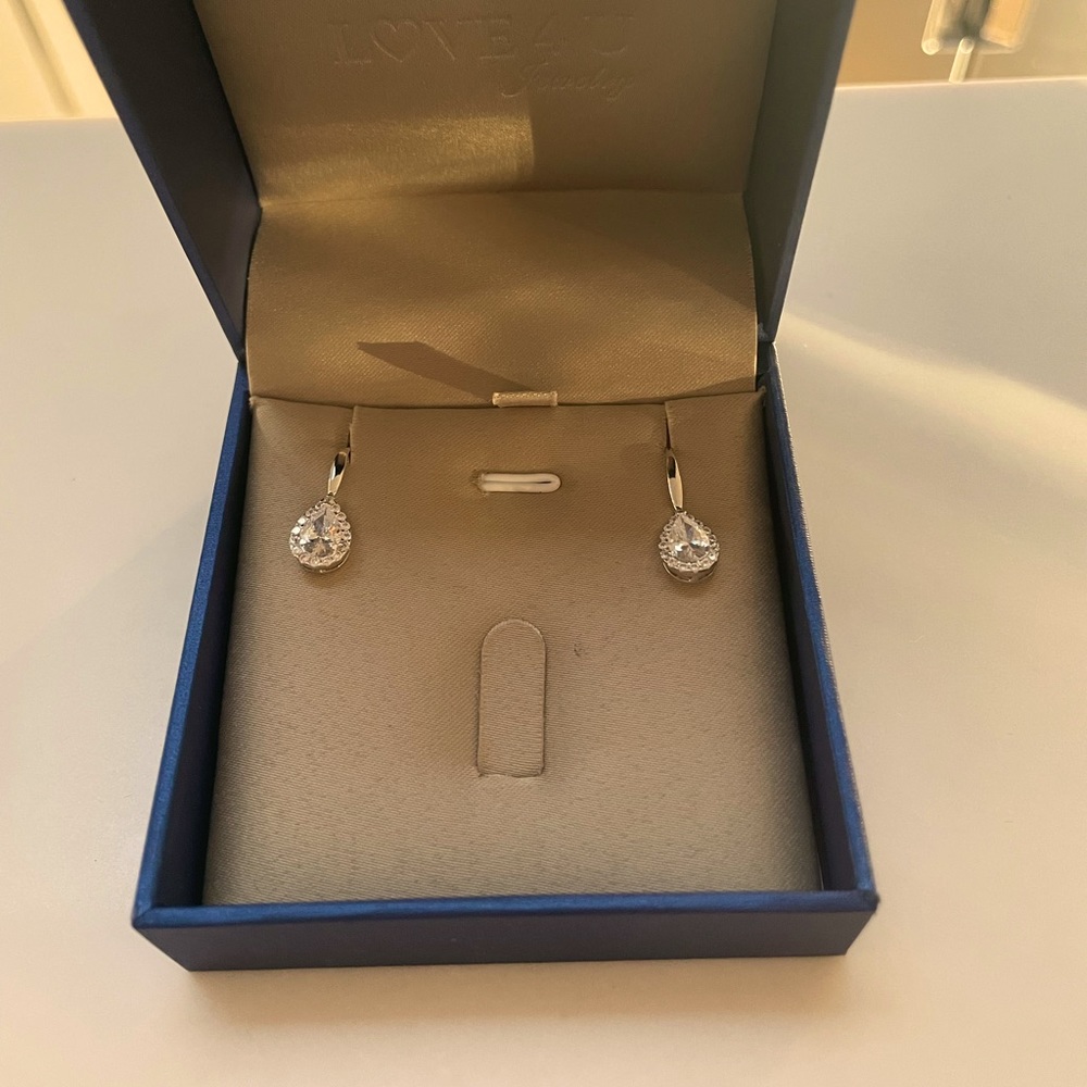 Sterling Silver and CZ pear drop earrings